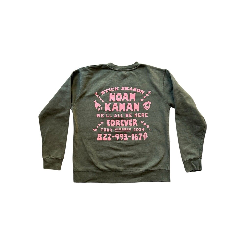 Noah Kahan Unisex Olive Green Crewneck L Sweatshirt Stick Season Tour 2024